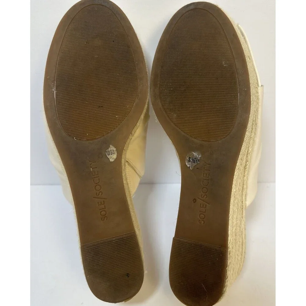 Sole Society Espadrille Beige Bow Wedges Size 8.5